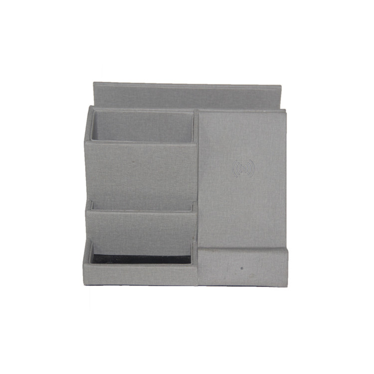 Wireless Rechargeable 10w Leather Pen Holder Multifunctional 3Layer Box
