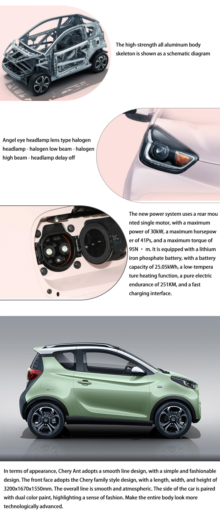 Chinese Cheap New Energy Vehicles Four Wheel Cars Chery Mini EV Electric Car