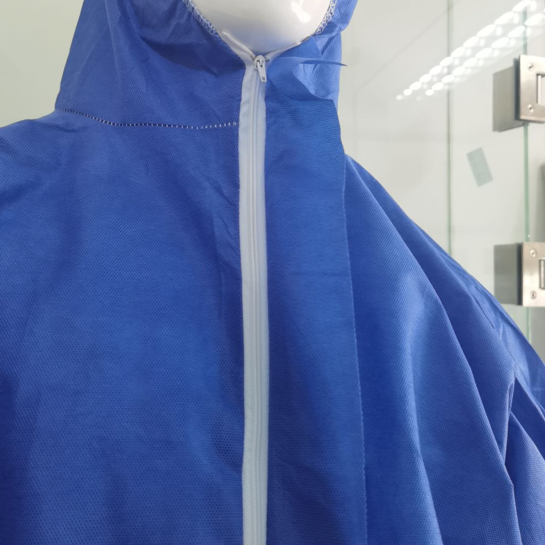 SMS Non-Woven Overall CE Type5&6 En1149 Anti-Static Waterproof Blue Protective Coverall