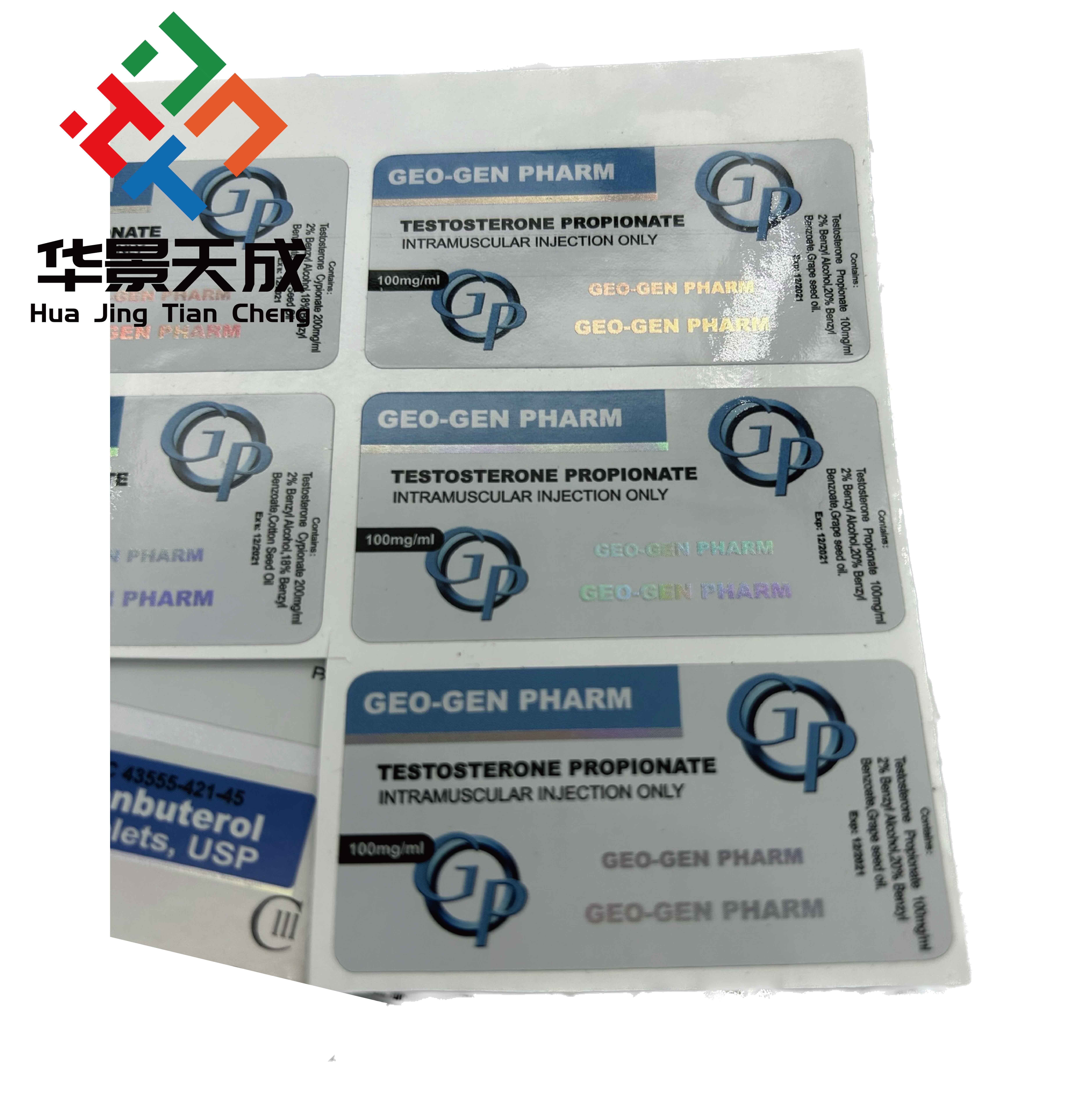 RX 10ml Vial Labels Silver Foil Metalliing Sticker Printing With Free Design Service