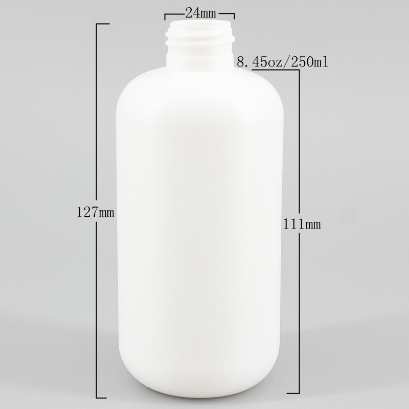 8.45oz/250ml White HDPE Body Lotion Shampoo Bottle, Shower Gel Cream Cosmetic Plastic Bottle