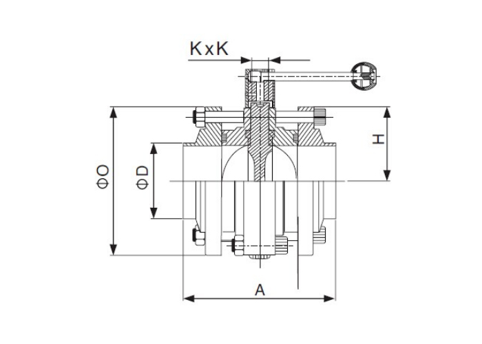 Dimension of Sanitary Three-piece Butterfly Valve – ISO/IDF Series