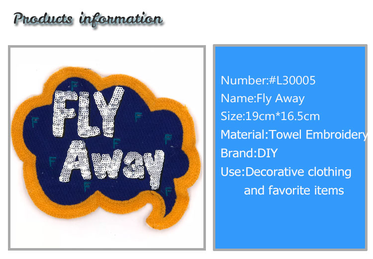 Fly Away Diy Embroidered Patches Bright Color 19 * 16.5CM Size For Decoration