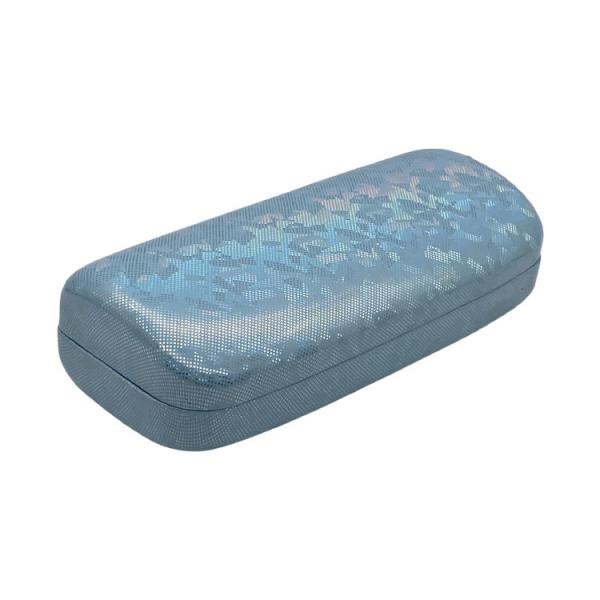 Bluish Purple Eyewear Packaging 155MM Clamshell Sunglass Case Embossed Logo
