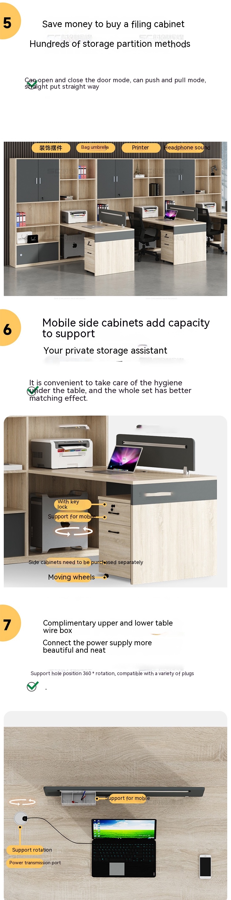 Double Seat Cabinet Screen Workstation Computer Desk Modernity Style for Finance Room