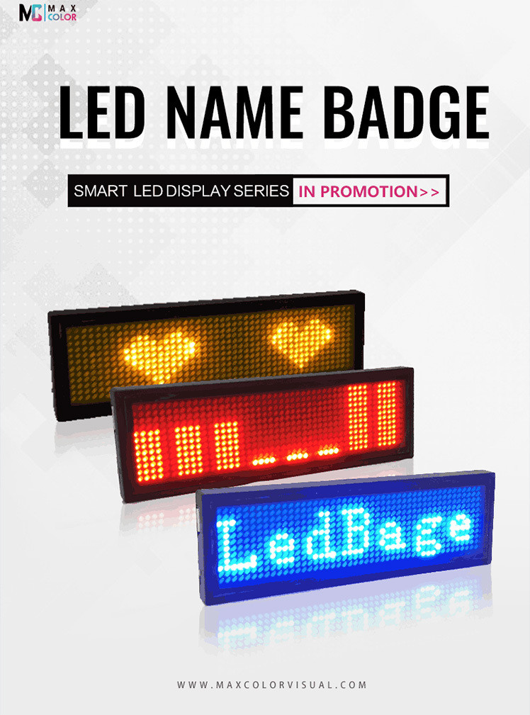 5V 0.5A LED Name Badge Display With Bluetooth Control 7-10 Hours