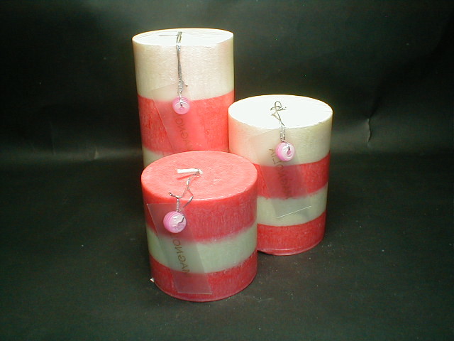 100% palm wax 2 color tones scented pillar candle with pearl and printing fragrance card
