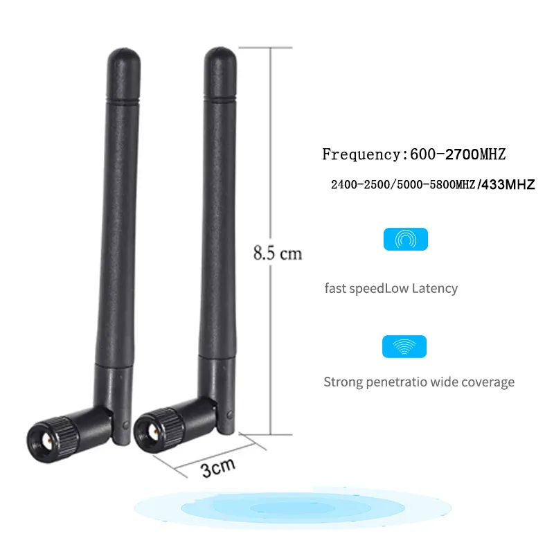 Indoor 600-6000MHz Dual Band Wireless USB 50 Ohm Duck WiFi Antenna with SMA Connector