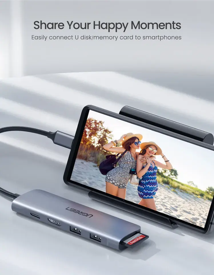 USB C Hub 5 in 1 Multiport Adapter 100W Power Delivery, 3 USB 3.0 Data Ports, 5Gbps Transfer Speed