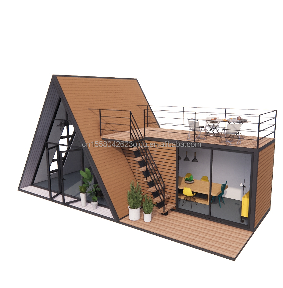 Customizable and Durable Wooden A-Shaped Steel Structure House for Modern Prefabricated Triangular Homes