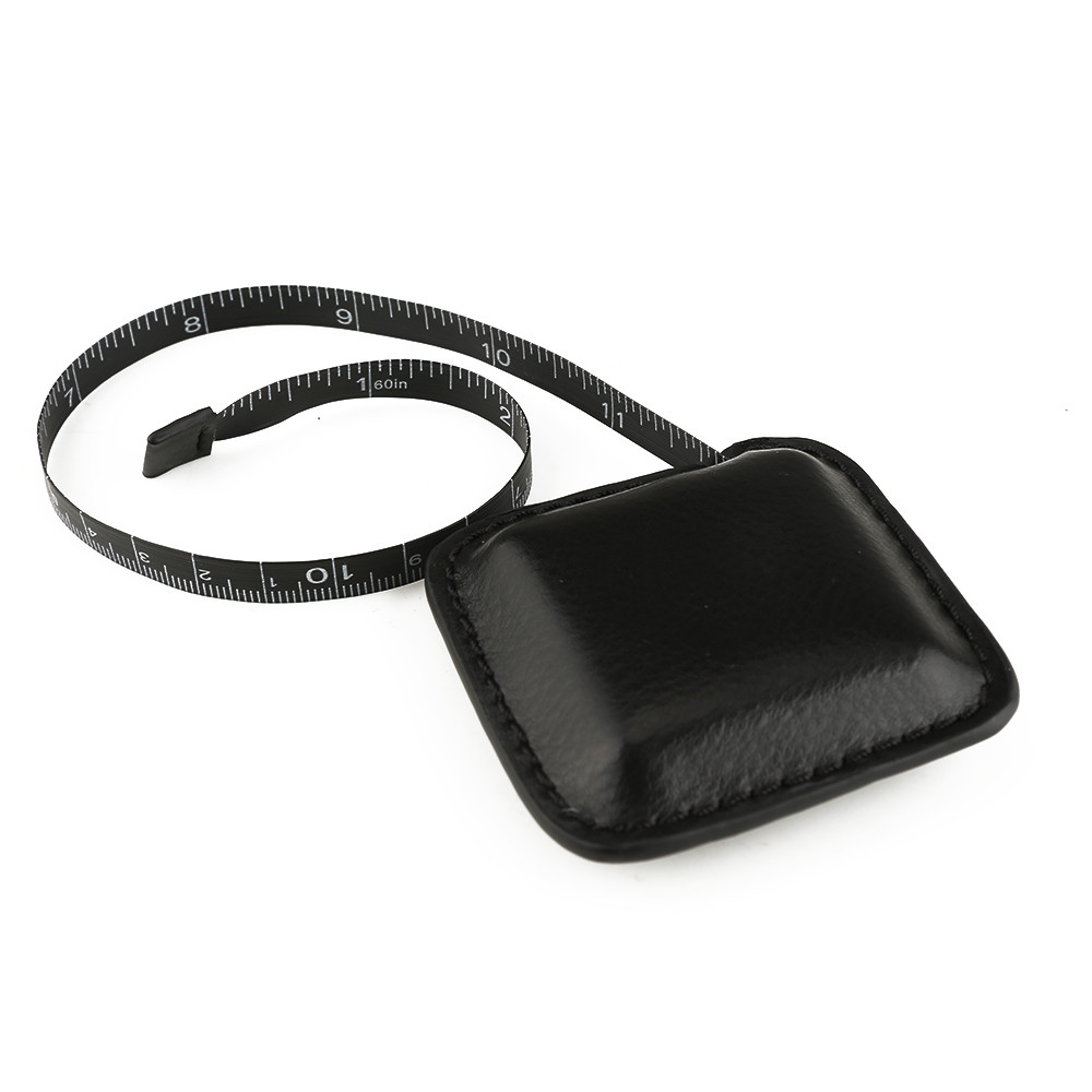 Mini Black Dual-Sided Luxurious Genuine Leather Elastic Apparel Measuring Tape With Custom Brand