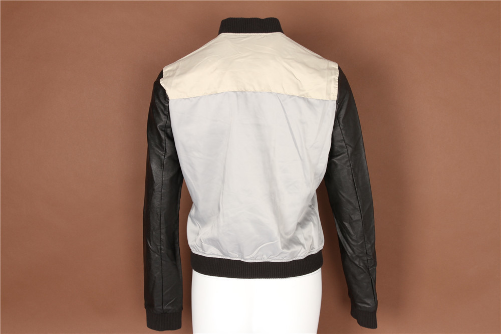 adies color-blocked jacket, Women's bomber jacket, Soft touch, PU sleeves