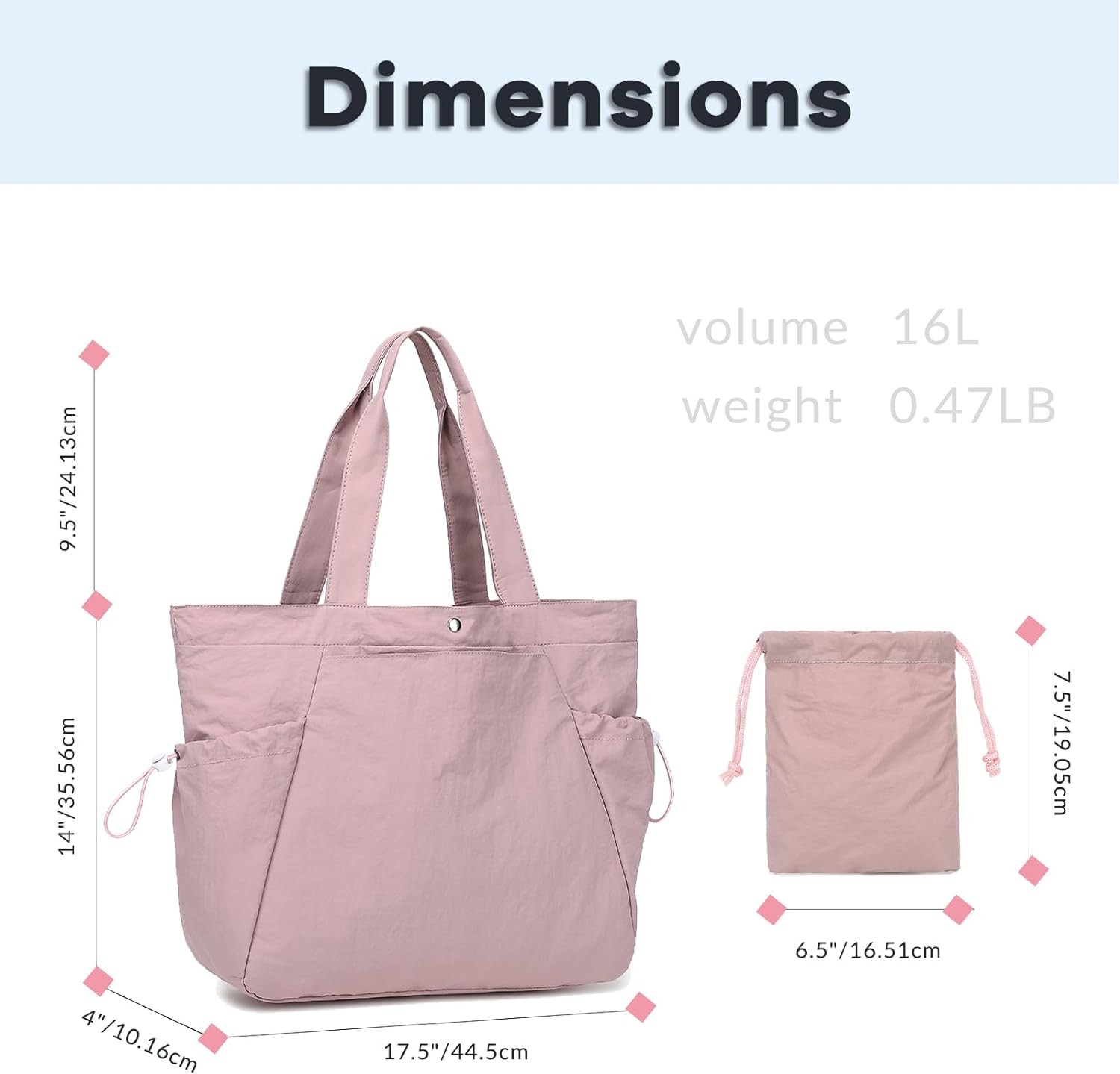 BTOOP TOTE BAG FOR WOMEN, FOLDABLE BEACH GYM BAGS, SIDE-CINCH LIGHTWEIGHT SHOPPER SHOULDER BAG FOR TRAVEL,WORK