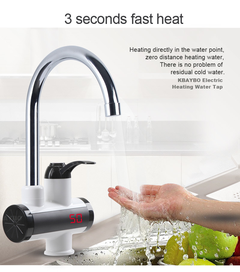 Dual Use 3s Tankless Hot Water Tap 3000W RoHs Electric Shower Heater Faucet