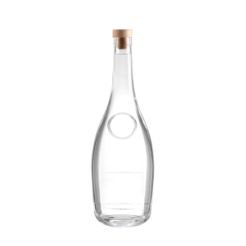Aluminum Plastic PP Collar Material 500 ml Transparent Customized Embossed Liquor Bottle