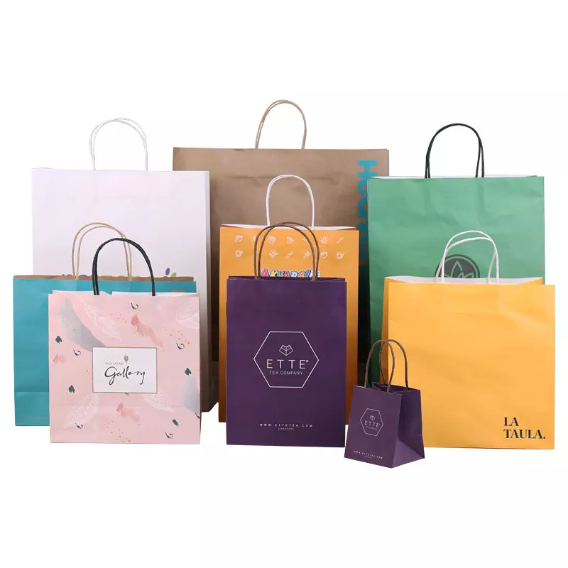 Custom Logo 170gsm Recycled Take Away Paper Bag Packaging For Clothes