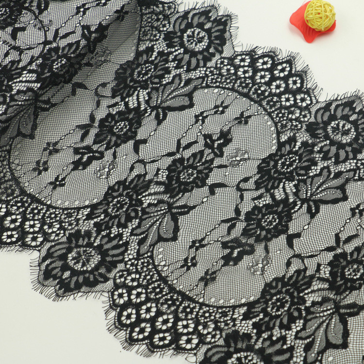 Beautiful Crochet Eyelash Lace Edge Ivory Black Color Double Side