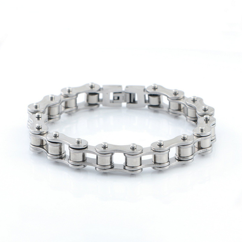 Bicycle chain type men's stainless steel bracelet