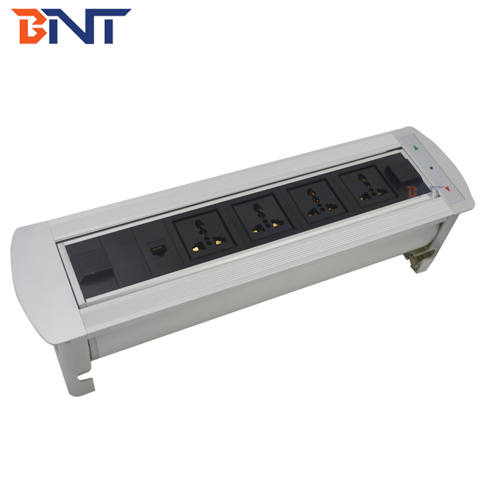 integrated power and data solution with gss system power track/electric tabletop flip socket