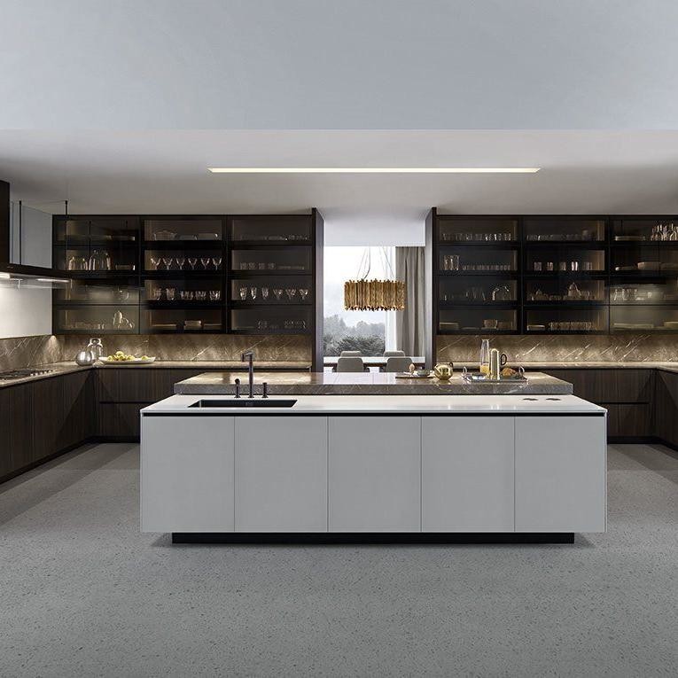 Custom Modern Furniture Kitchen Dining Room Cabinet Wood Veneer Door Panel Kitchen Wall Cabinet