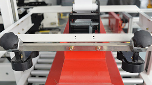 Adhesive Tape Carton Sealer Semi Automatic Box Sealing Machine Top And Bottom Belt Driven