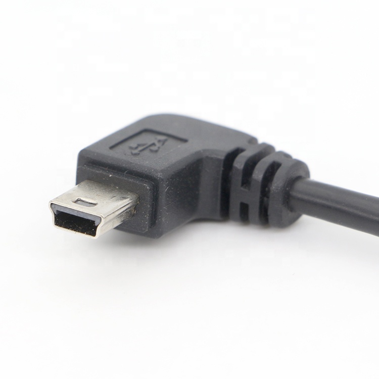 Screw Locking 90 Degree Right Angle Male to Female Mini USB Panel Mount Extension Cable