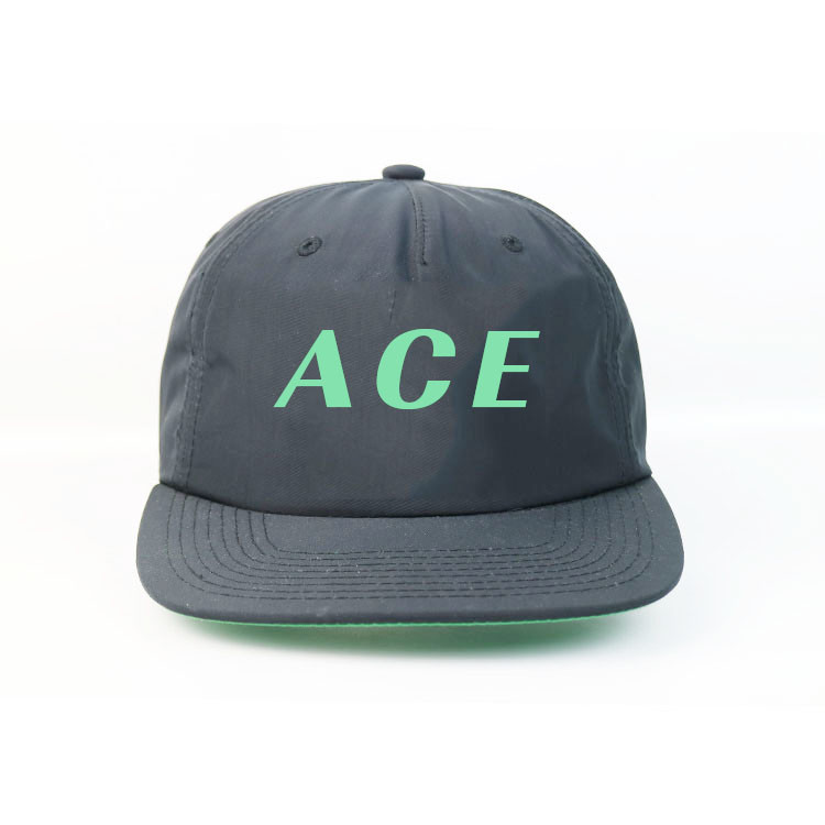 ACE New design Black Flat bill 5panel Customized printing logo hip hop snapback Hats Caps