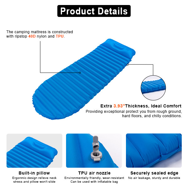 Quick Inflating Outdoor Sleeping Pad Double Outdoor Sleeping Mat For Family Camping