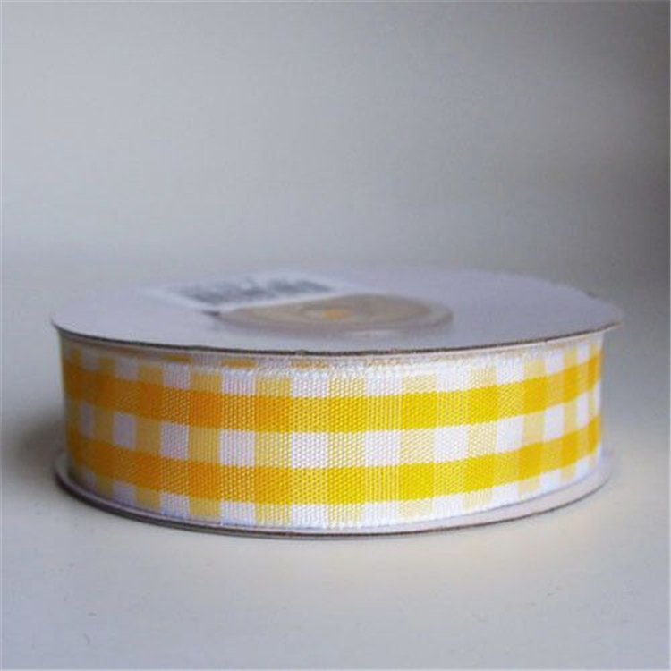 Fancy 16MM Satin Ribbon , Narrow Woven Colored Checkered Wired Ribbon