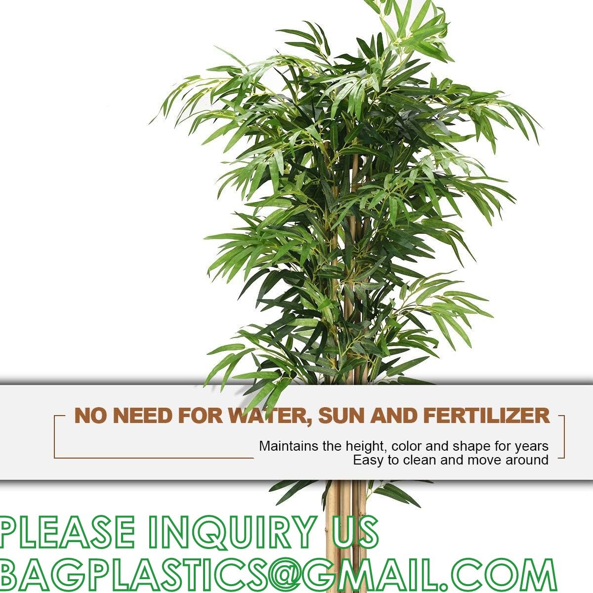 Artificial Bamboo Tree Set of 2, Fake Greenery Plants in Pots for Indoor Outdoor, Beautiful Faux Tree with Leaves