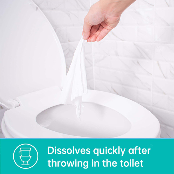 6.8x7.5 Inch 60pcs Flushable Moist Toilet Tissue Wipes Biodegradable Alcohol Free