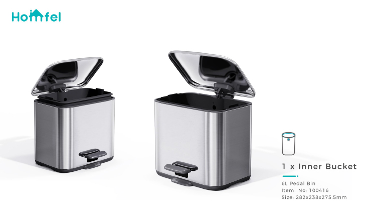 2 Division Stainless Steel Pedal Bin Household Trash Can for Stylish and Sustainable Recycling Solution