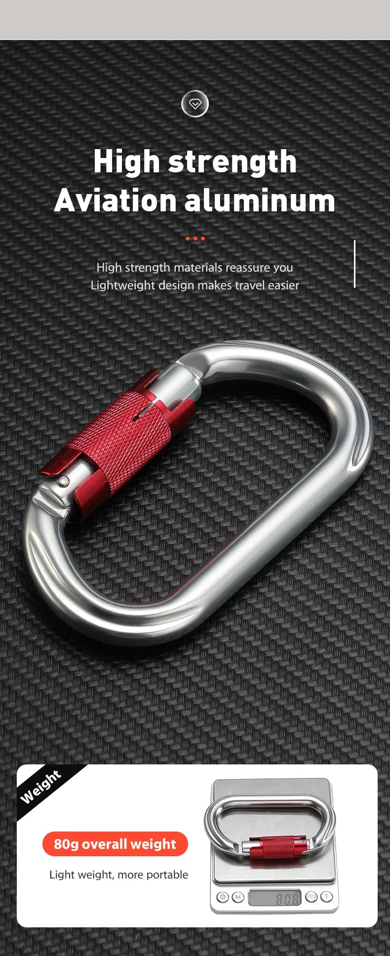 Outdoor Round Climbing Snap Hook with Customized Logo and Color Aluminum Carabiner
