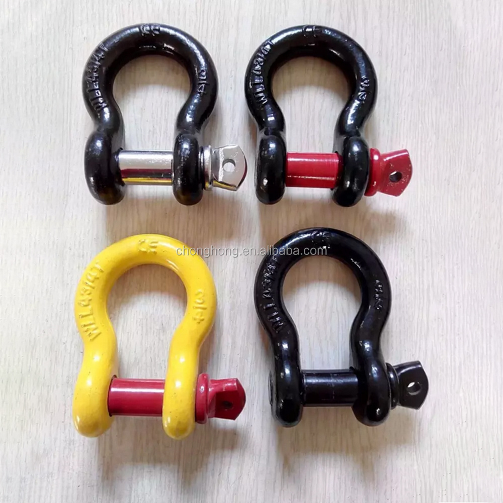 Black Bow Shackles for 4WD Offroad Galvanized D Ring Shackle Buckle