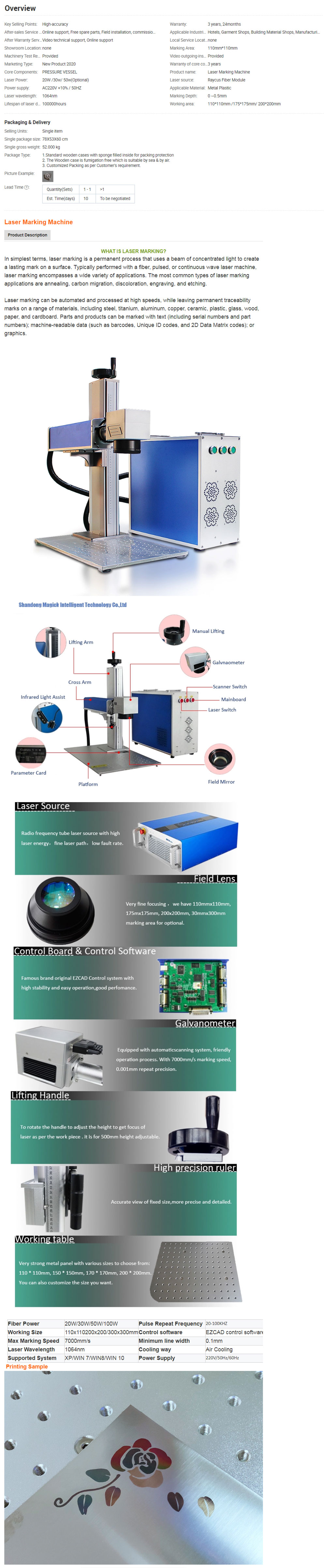 Portable Desktop Metal Fiber Laser Marking Machine 20W with 0.001 Working Accuracy and Competitive by HM Manufacturers