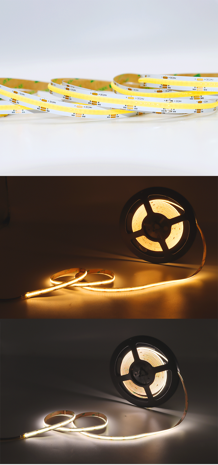 608LED Dimmable Cob Led Strip 10mm 5m Led Strip Lights With Adhesive Backing