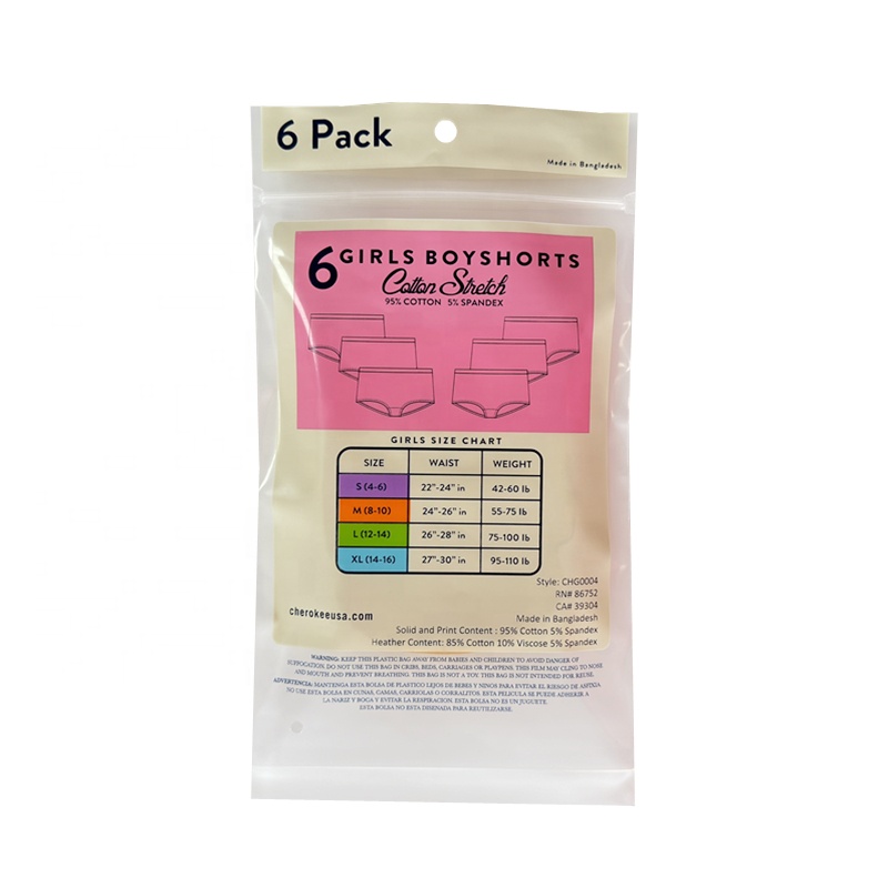 Custom Clothing Opp Header Bag With Clear Hang Hole And Personalized Printing