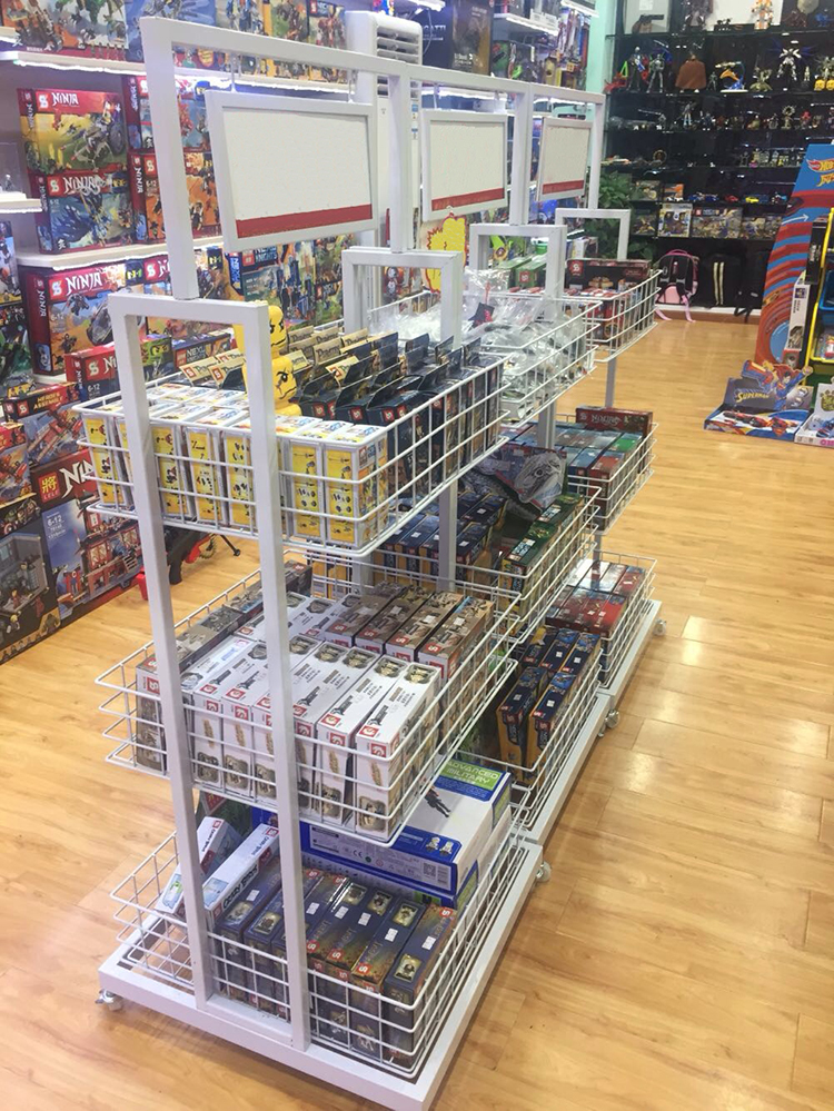 Customized Gift Display Stand Wire Mesh Display Rack For Grocery Double Sided