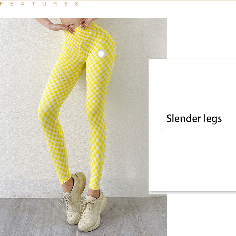 Booty Scrunch Push Up Scrunch Butt Leggings Plaid Printed Yoga Tights For Women