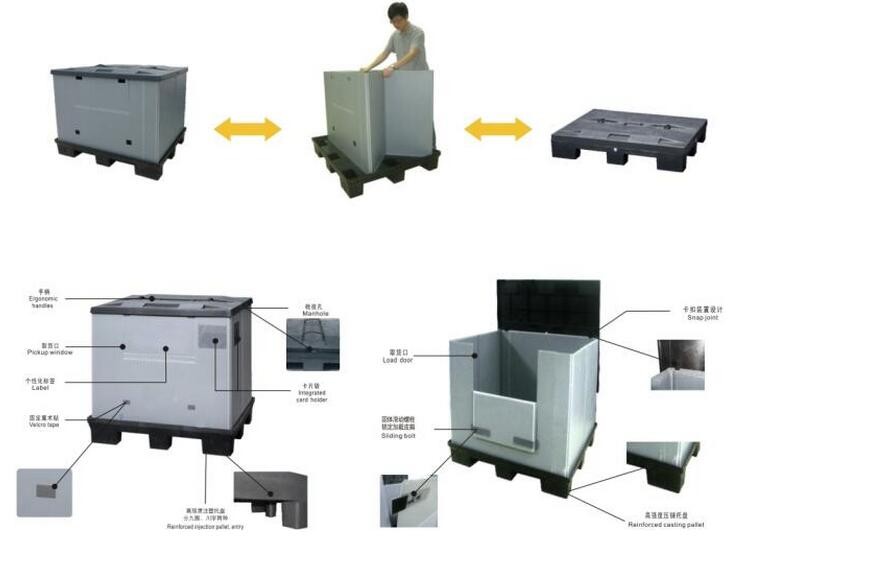 Manufacturer plastic hard board customized height coaming pallet box for Auto parts autopack korea