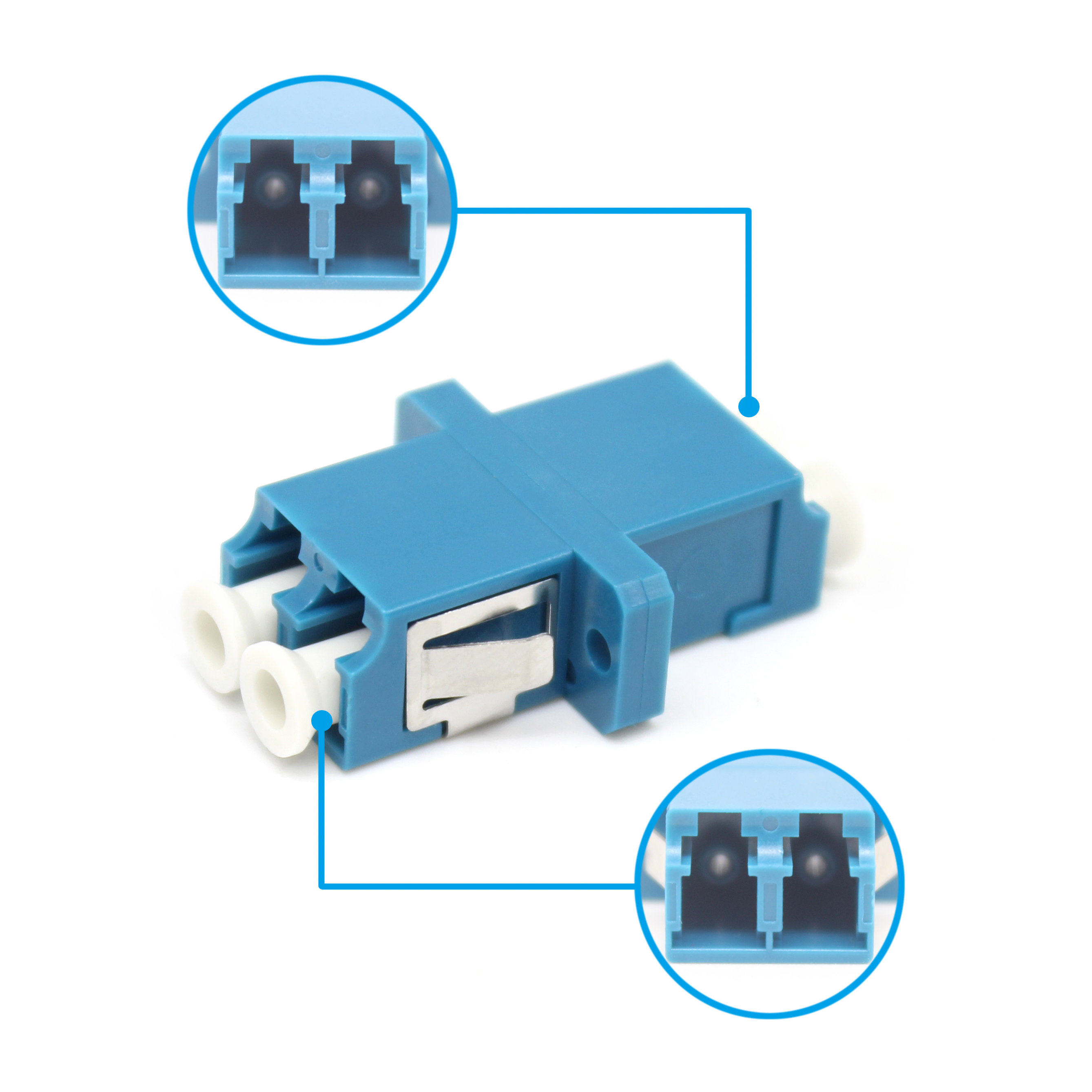 High Loading Test LC UPC DX One-piecer Ceramic FTTX Fiber Optic Adapter With Flange