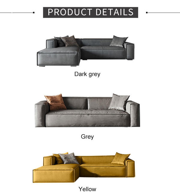 U Shaped Living Room Sectional Sofa 3pcs Yellow Fabric Luxury Home Furniture