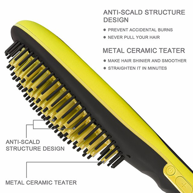 PTC Heater Hair Straightener Brush Comb 248F-450F Ceramic Coating Plate