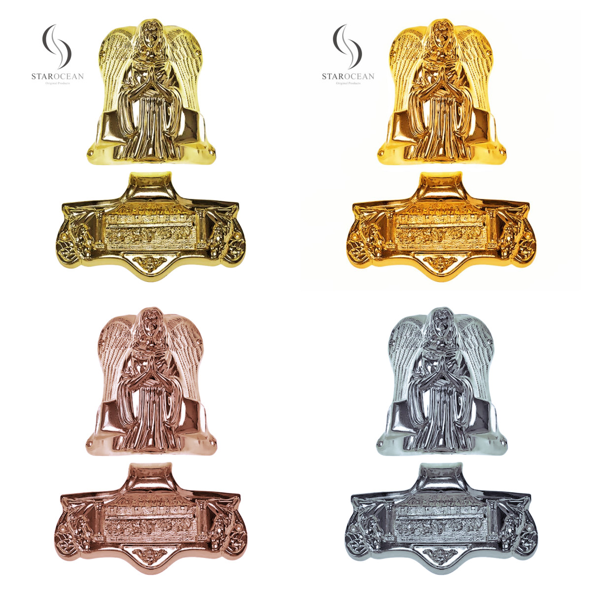 Angel Shape Coffin Corner Last Supper Lug Design Coffin Accessories Gold Plated 19#