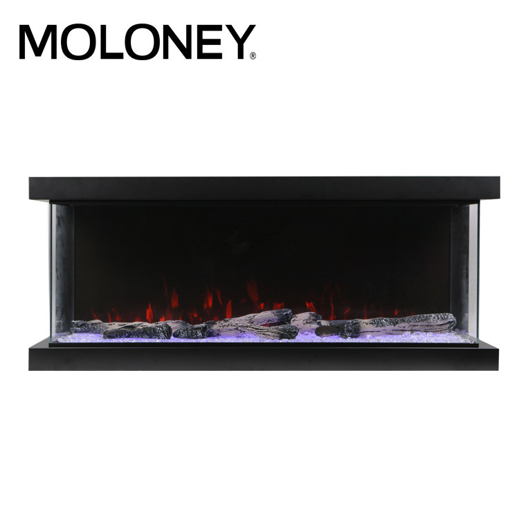 72 "1830mm home Classic multi-sided white electric fireplace 3-sided view crystal inset heater