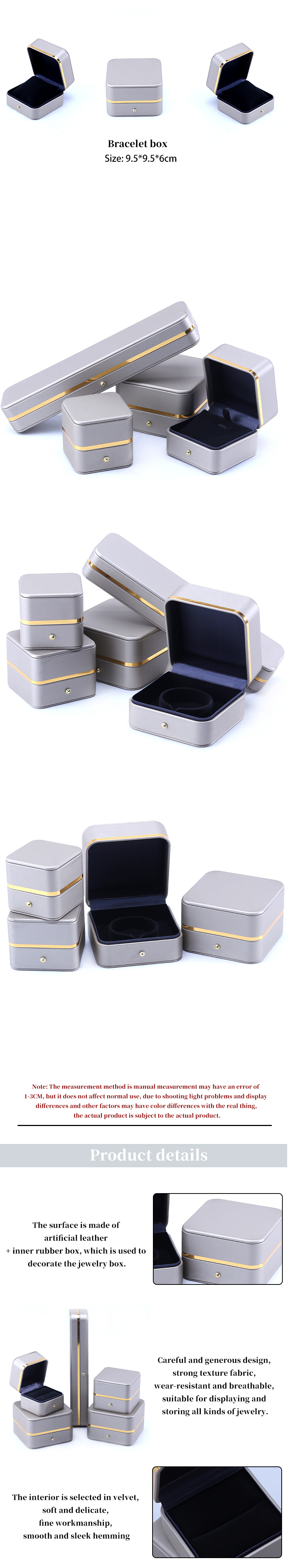 Embossing Logo Hanhong Custom Leather Jewelry Box for Grade Bracelet Necklace Watch