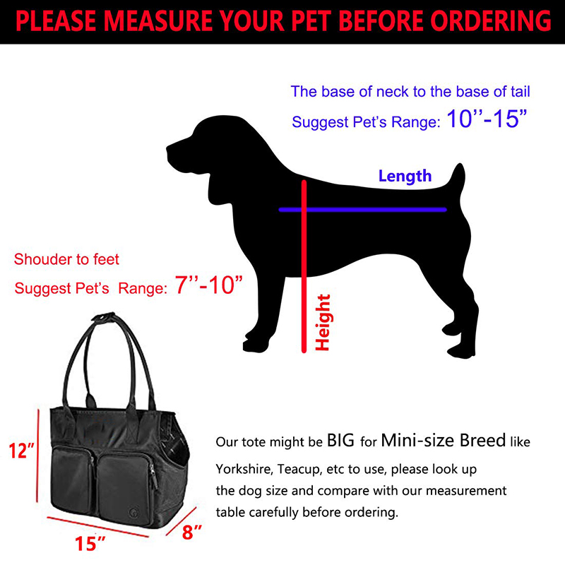Rip - Stop Pet Carrier Purse 15*12*8 Inch With Breathable Mesh Closure