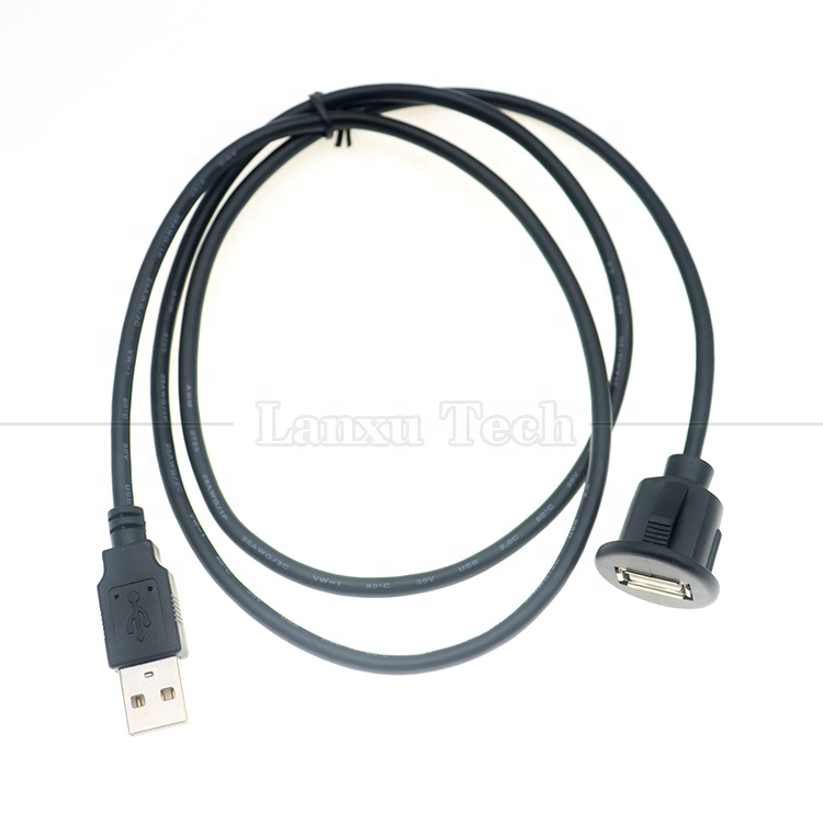 CUSTOM 1M Car Dashboard Flush USB A Male to USB A Female Panel Mount Cable