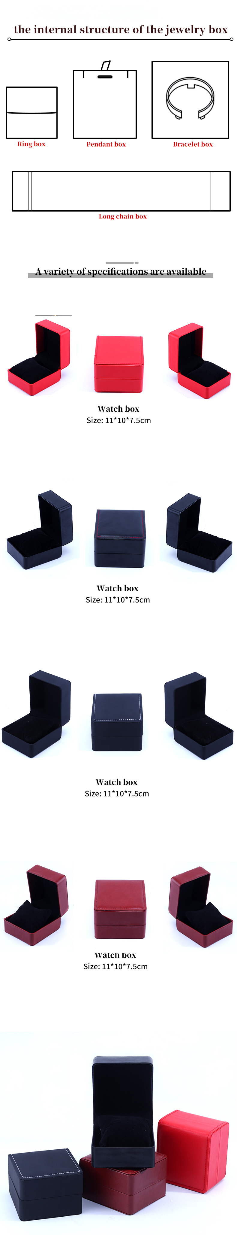 Custom WaterProof PU Leather Luxury Watch Packaging Box Soft Velvet Lining