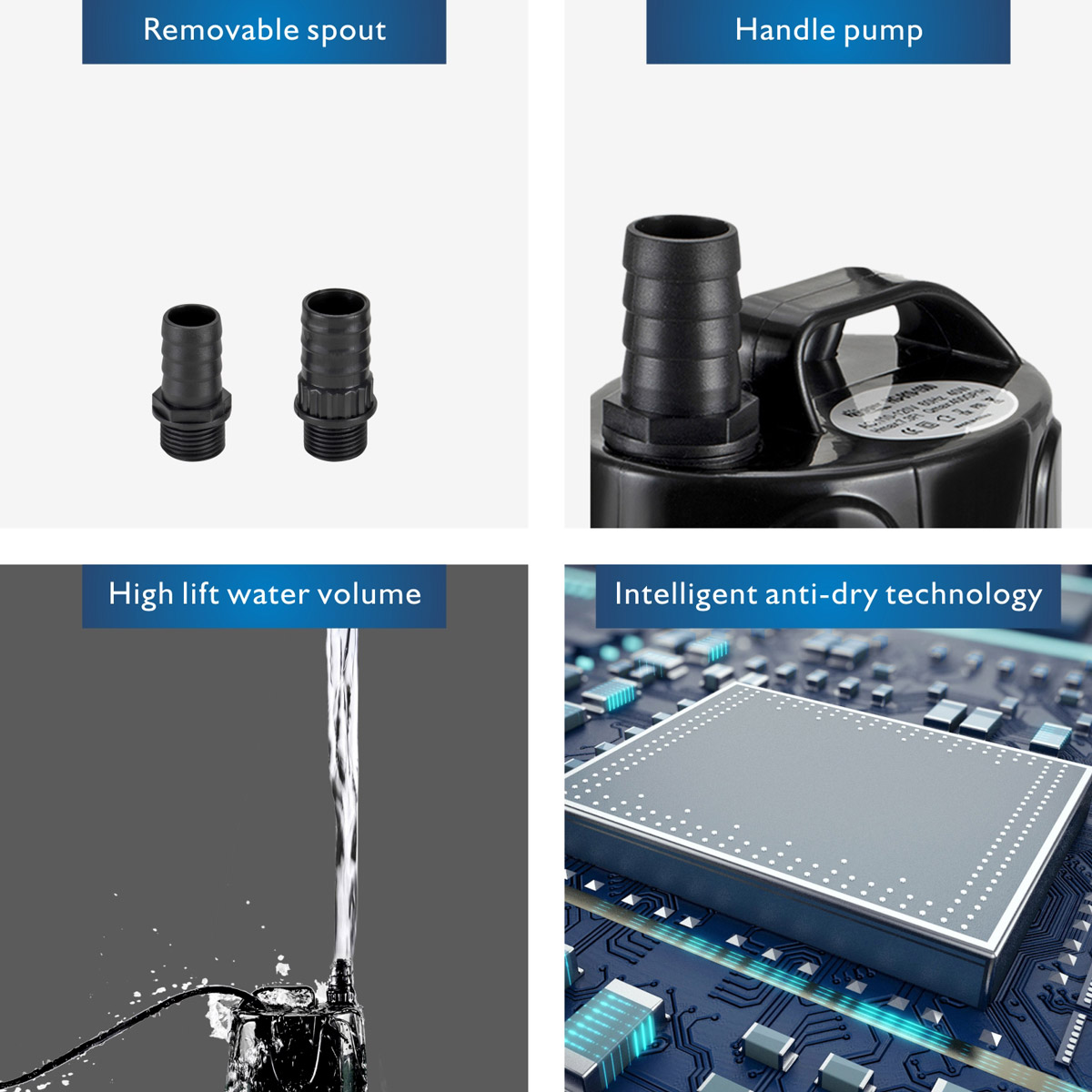 1060 GPH Submersible Aquarium Pump with Adapter Fast and Automatic Electric Water Exchange Aquarium Cleaning Pump Fish Tank Pump